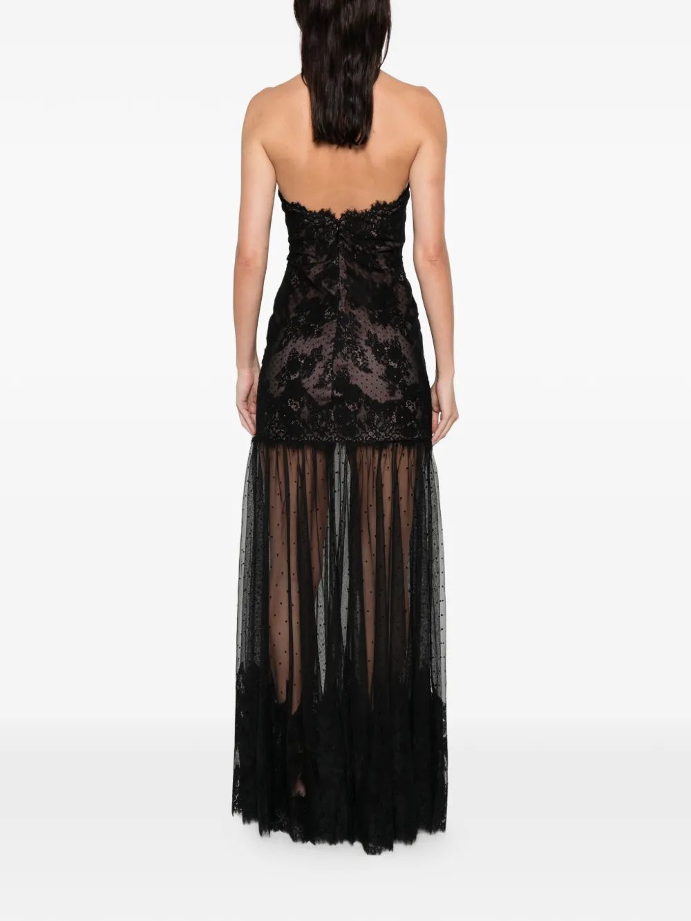Retroféte Lace Tulle Maxi Dress In Black