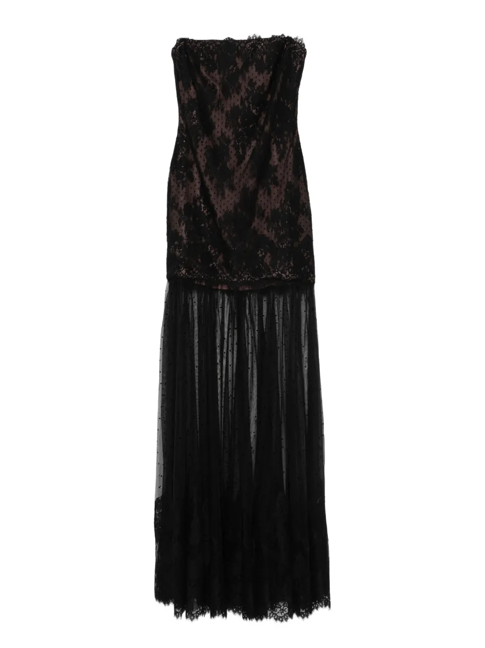 Retroféte Lace Tulle Maxi Dress In Black