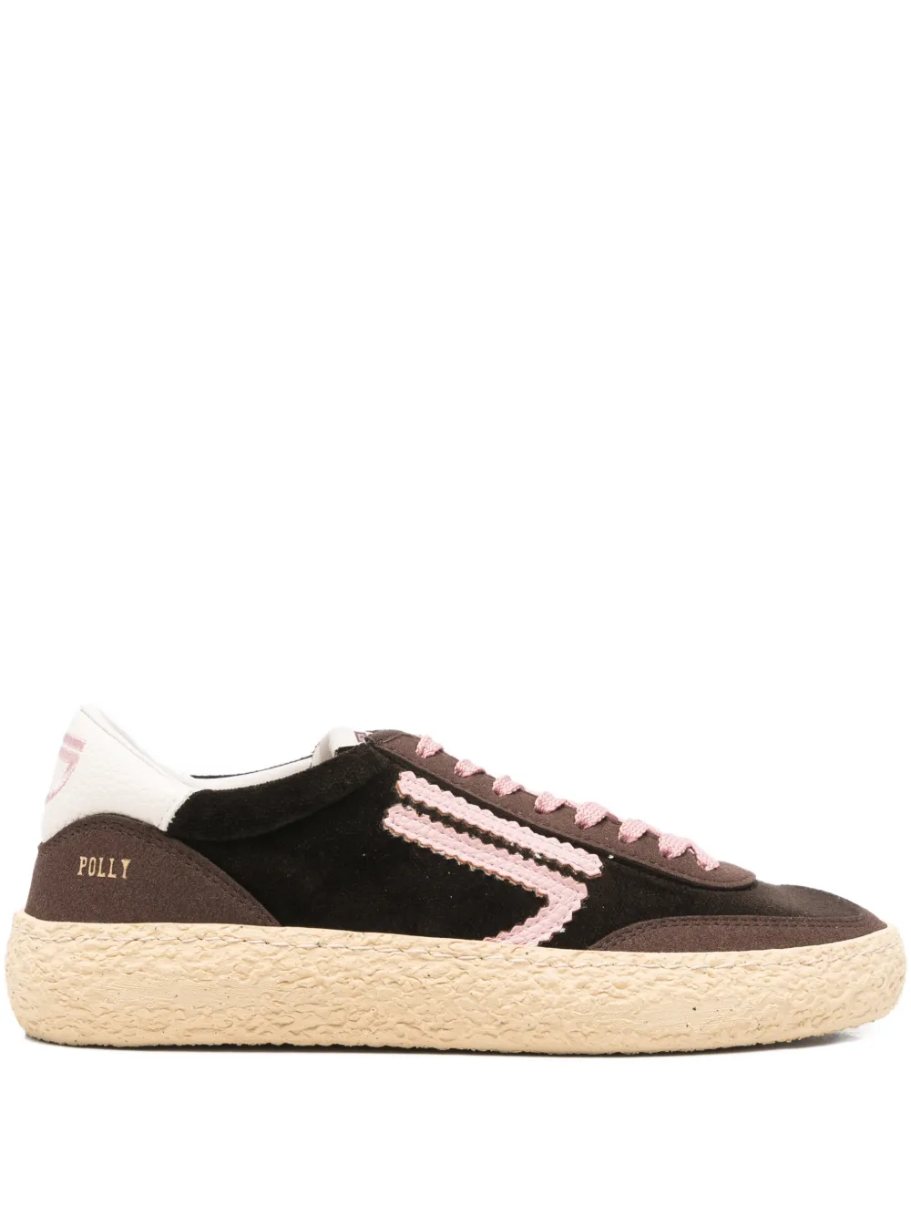 Puraai Polly sneakers met logopatroon Bruin