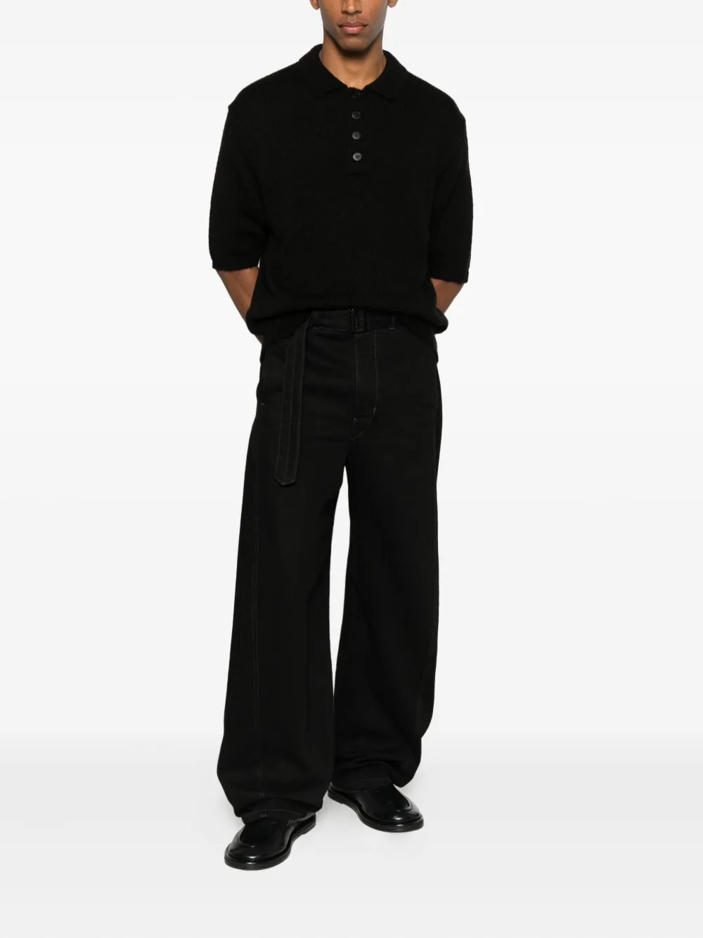 STATE OF ORDER ribbed-hem polo shirt - Zwart