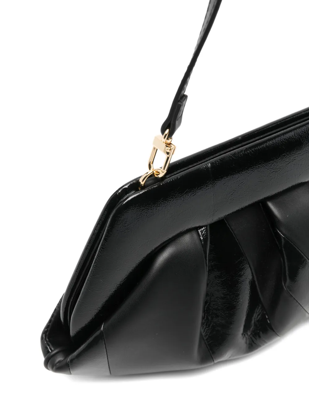 Themoirè Ruched-detail Clutch Bag In Black