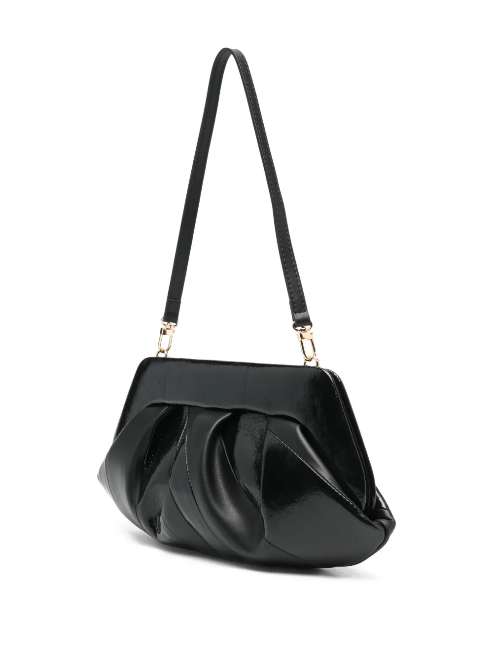 Themoirè Ruched-detail Clutch Bag In Black