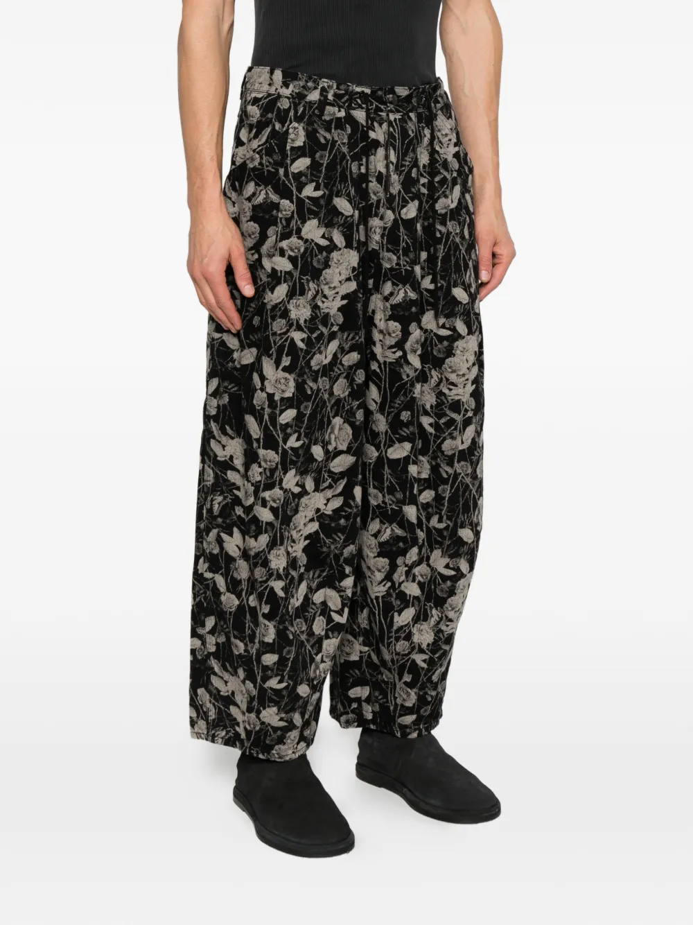 Needles Broek met bloemen Zwart