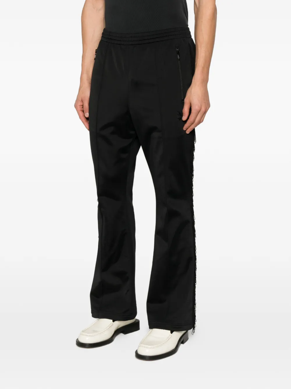 Needles Broek met franje en logo Zwart