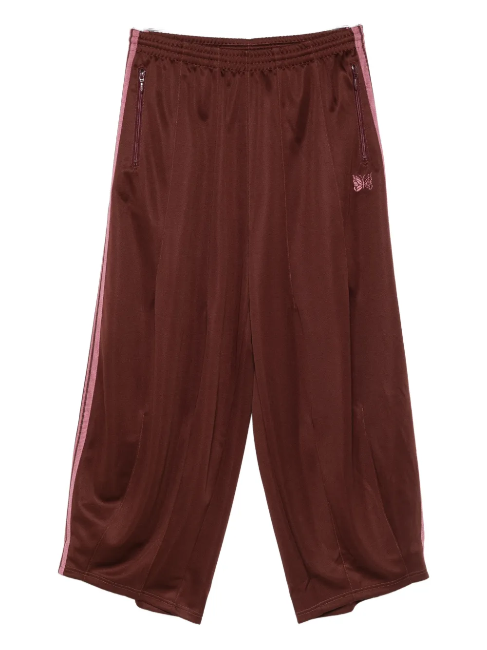 Needles Stripe Zip Trousers In Brown
