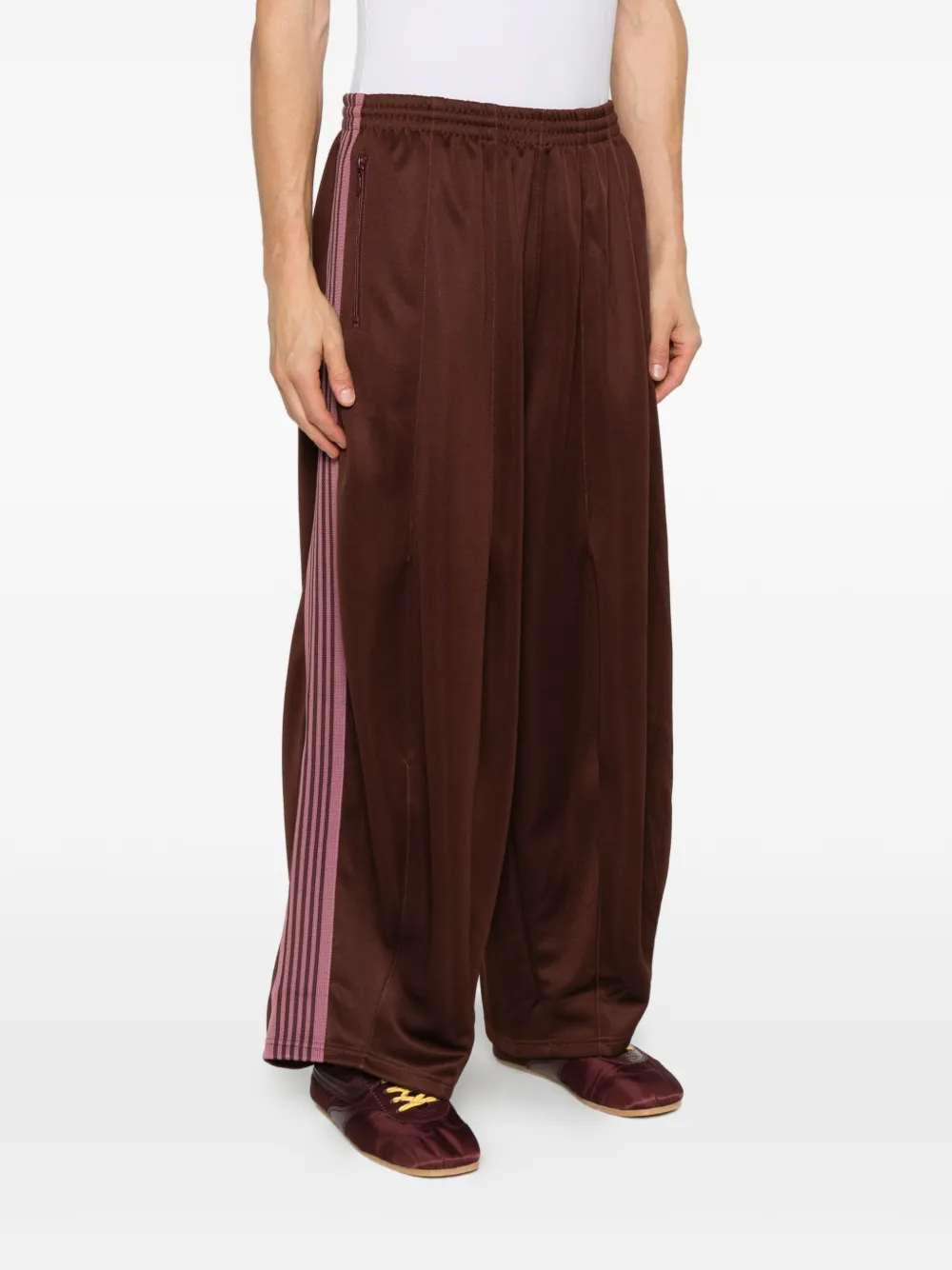 Needles Stripe Zip Trousers In Brown