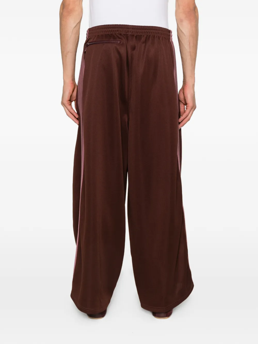Needles Stripe Zip Trousers In Brown