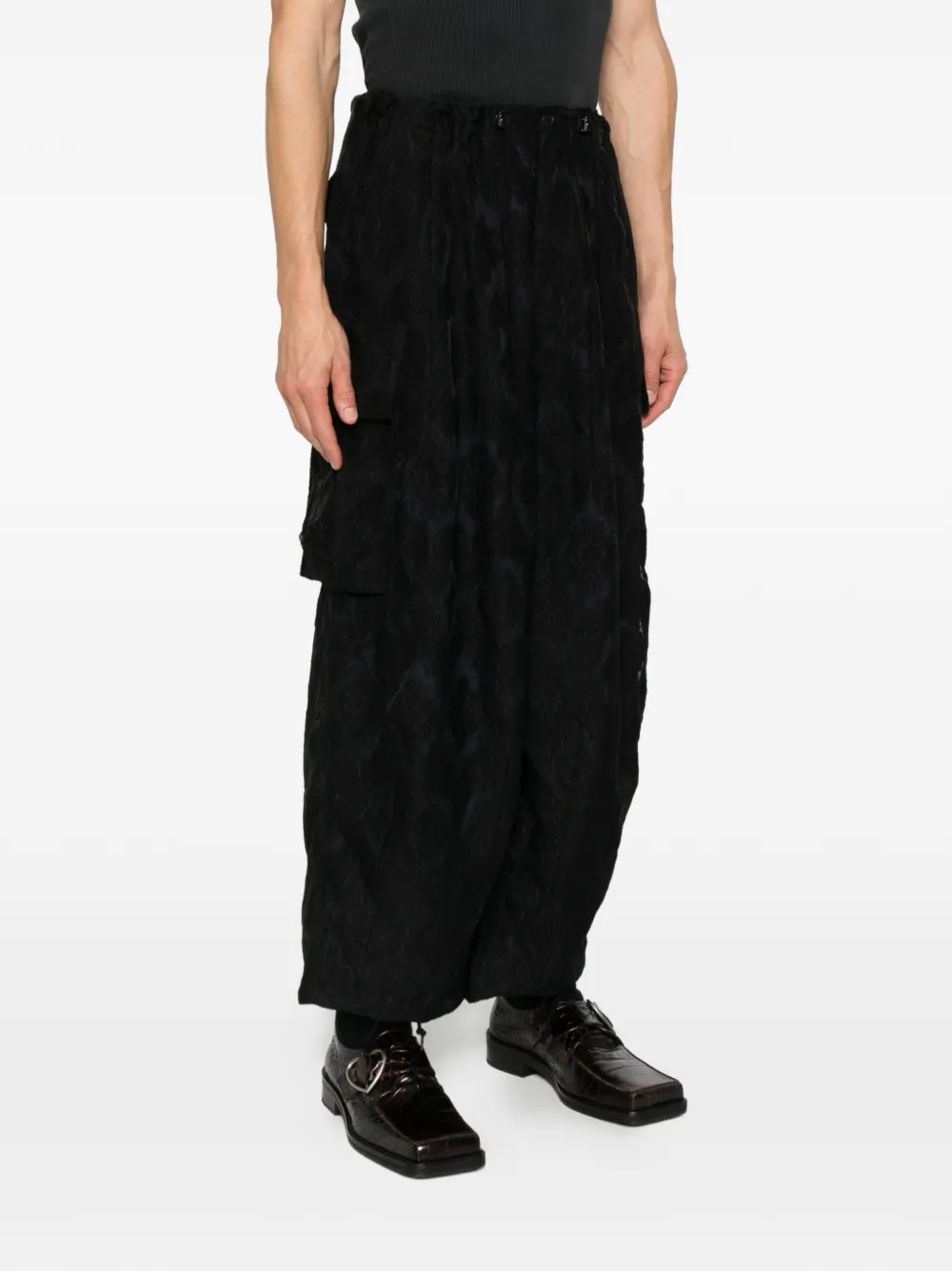 Needles Cargo Patterned Trousers In Black