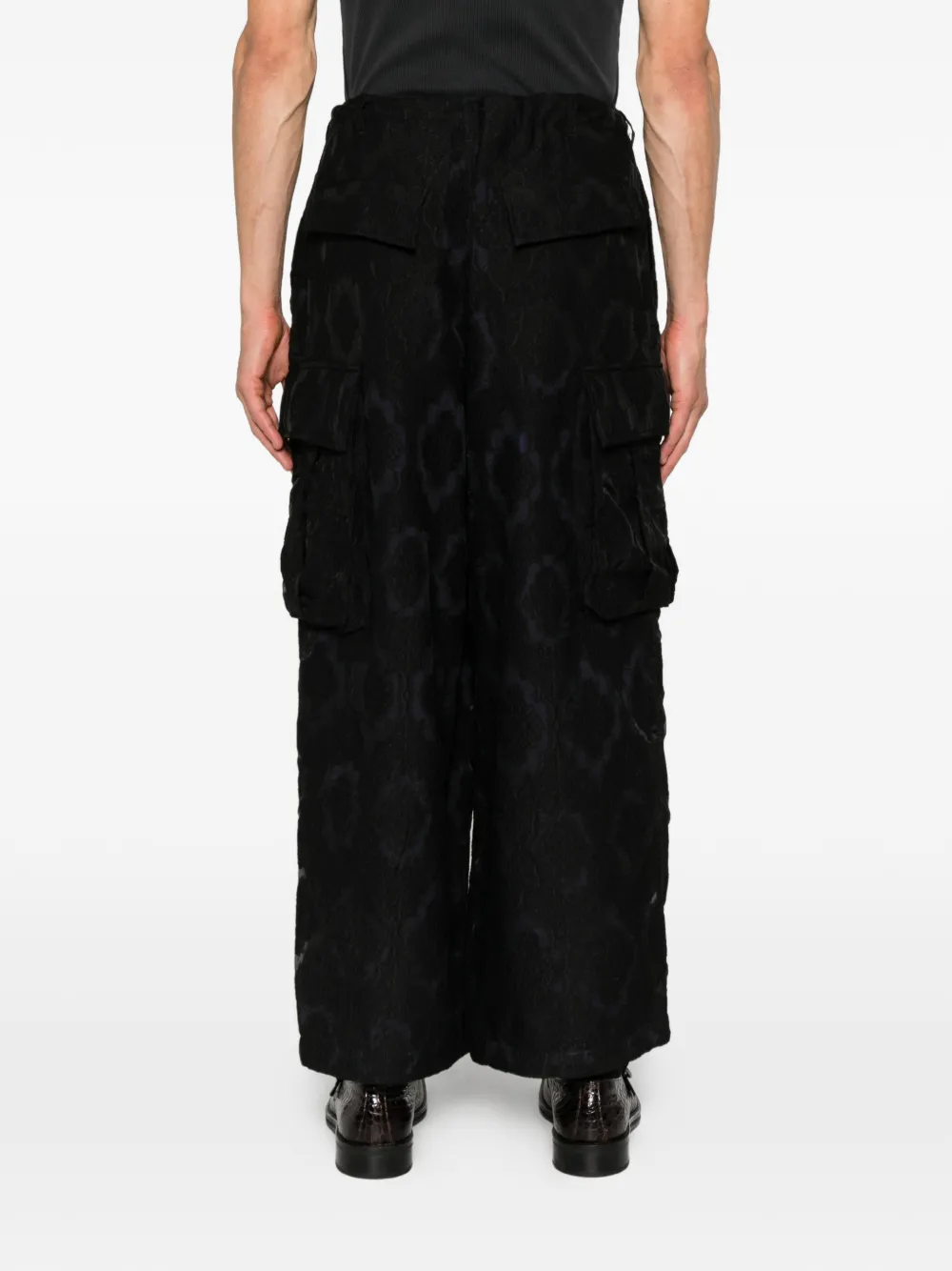 Needles Cargo Patterned Trousers In Black