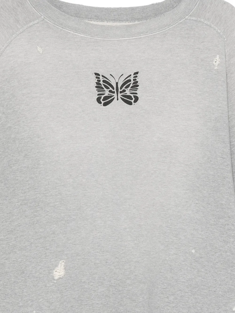 Needles Butterfly-patch Distressed Sweater In Gray