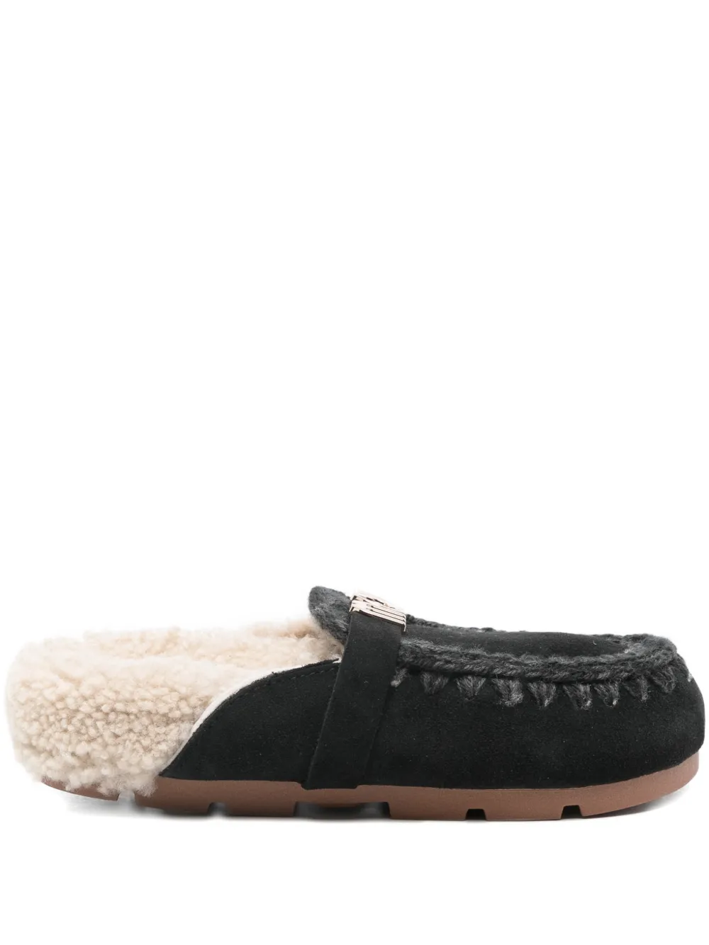 Mou Winter Bio Logo-plaque Mules In Black