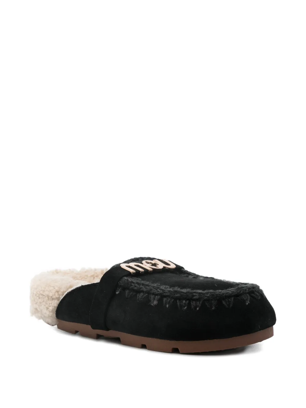 Mou Winter Bio Logo-plaque Mules In Black