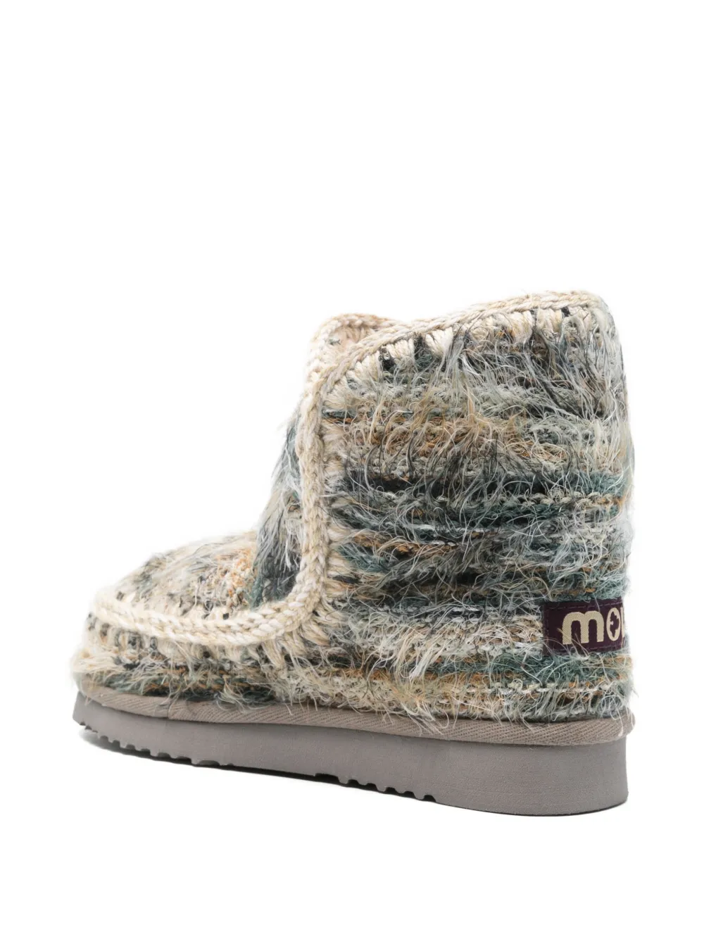 Mou Eskimo 18 Low Heels Ankle Boots In Khaki Suede In Multi