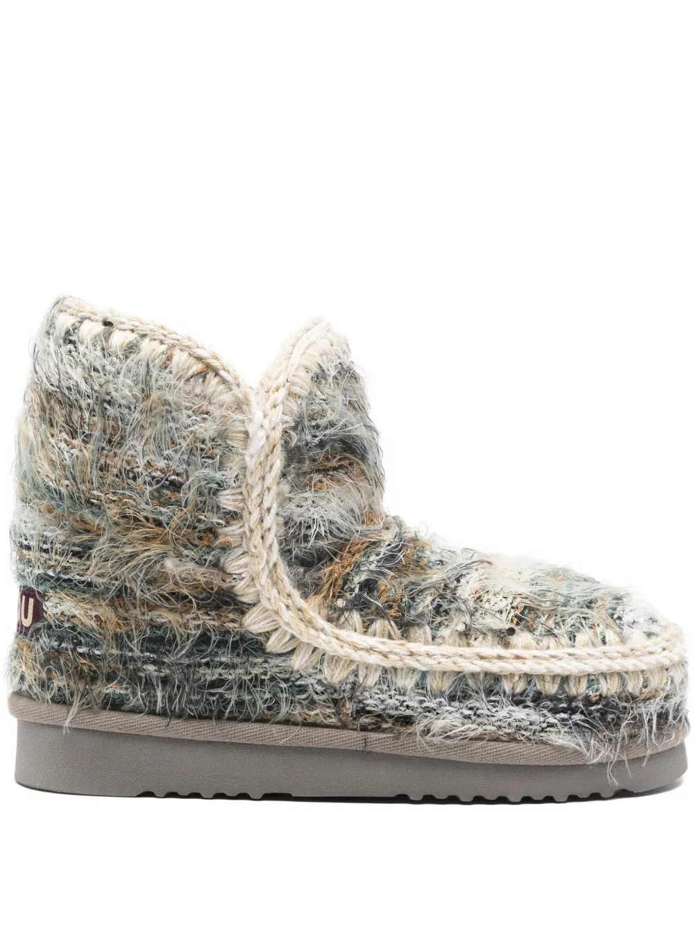 Mou Eskimo 18 Low Heels Ankle Boots In Khaki Suede In Multi
