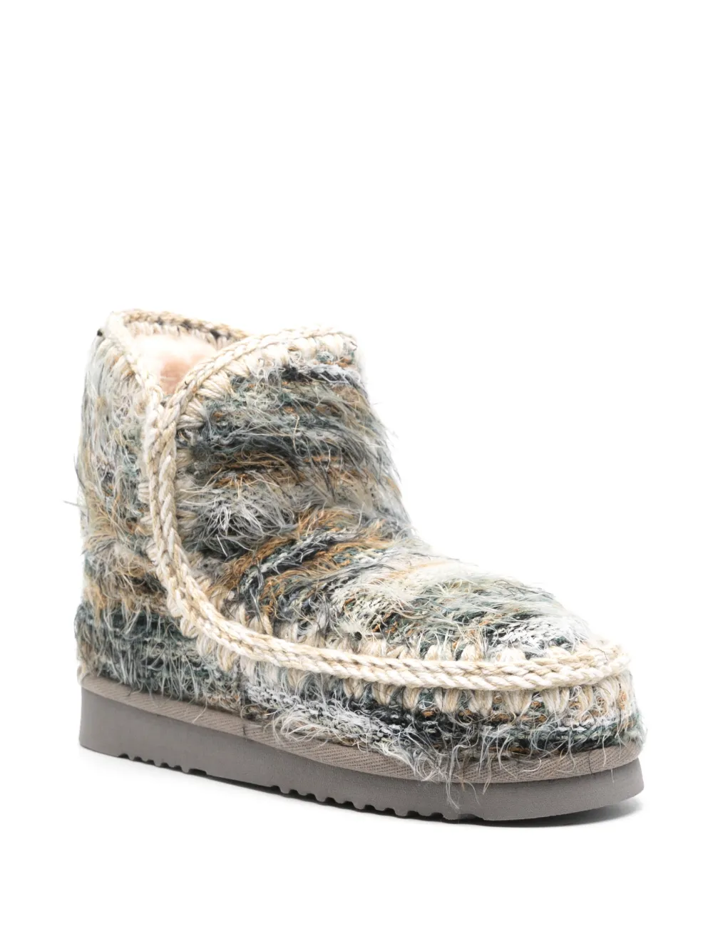 Mou Eskimo 18 Low Heels Ankle Boots In Khaki Suede In Multi