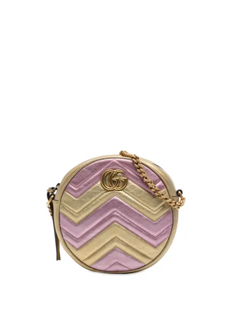Gucci Pre-Owned 2016-2025 Mini GG Marmont Matelasse Metallic Leather Round crossbody bag