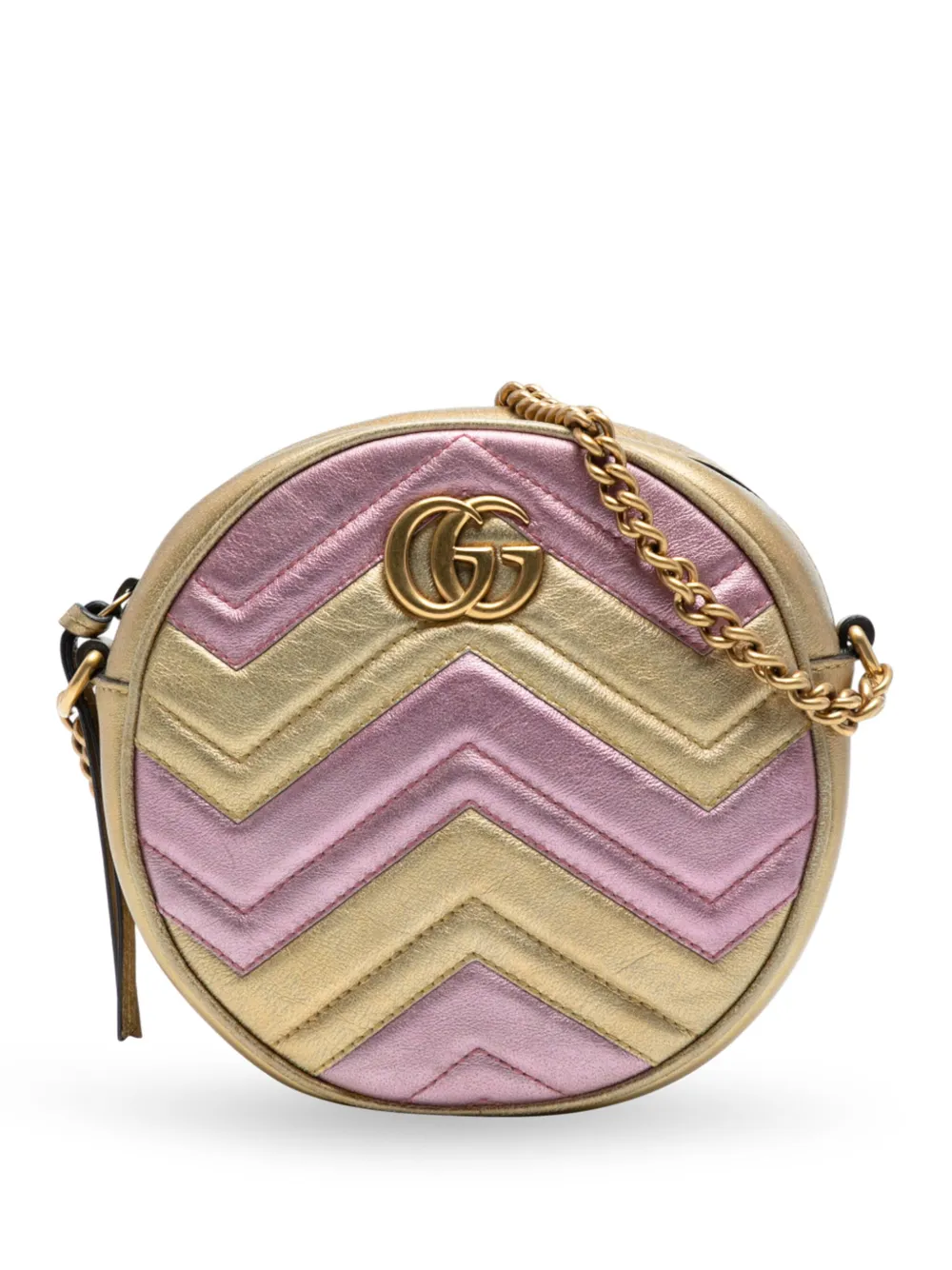 Gucci Pre-Owned mini sac à bandoulière en cuir à motif GG Marmont (2016-2025) | or | Image 1