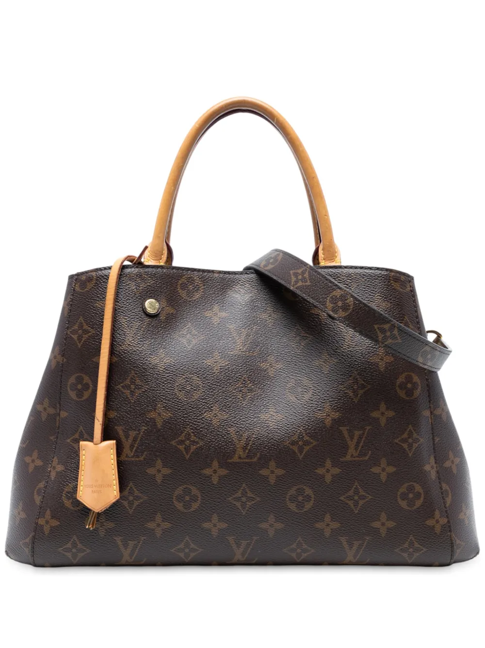 Pre-owned Louis Vuitton 2016 Monogram Montaigne Mm Satchel In Brown