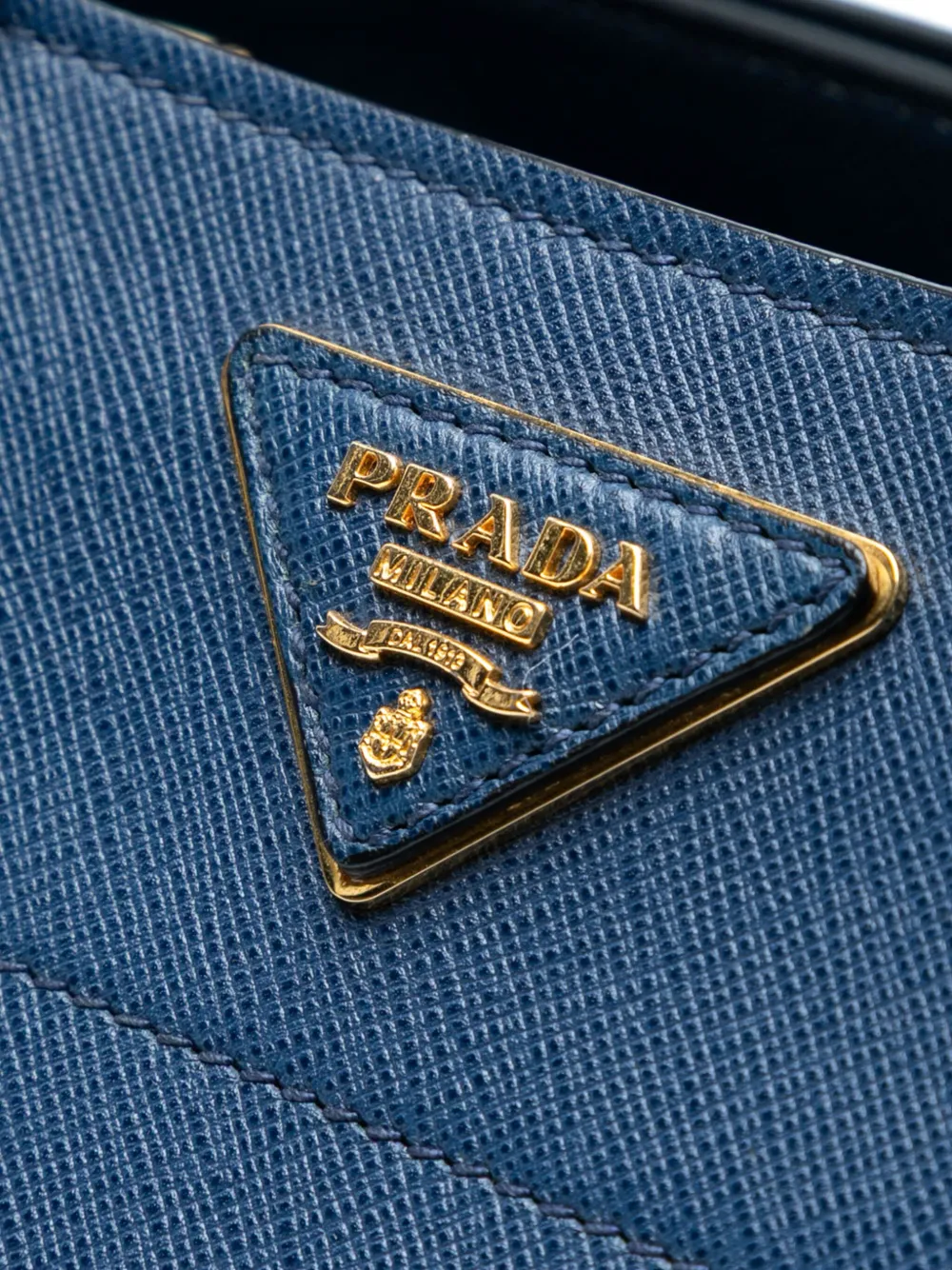 Pre-owned Prada 2010-2025 Saffiano Soft Triple Pocket Tote Satchel In Blue