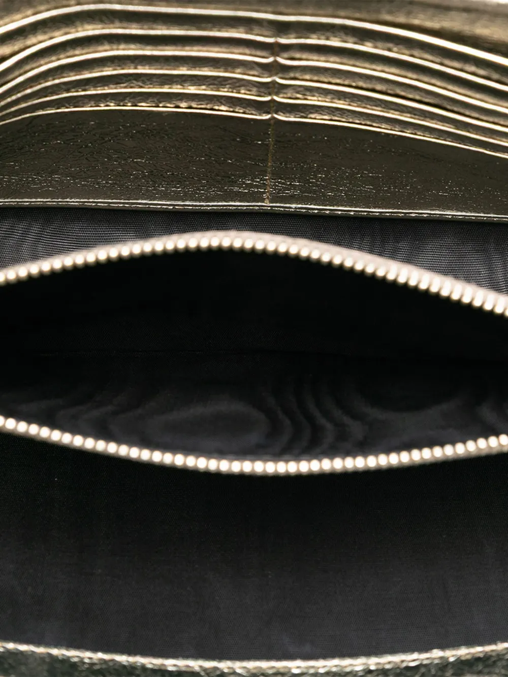 Pre-owned Saint Laurent 2016 Crinkled Metallic Calfskin Belle De Jour Chain Clutch Shoulder Bag In Gold