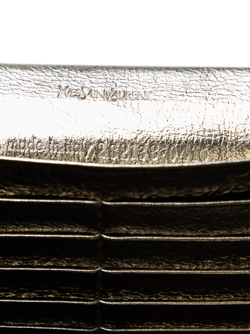 Pre-owned Saint Laurent 2016 Crinkled Metallic Calfskin Belle De Jour Chain Clutch Shoulder Bag In Gold