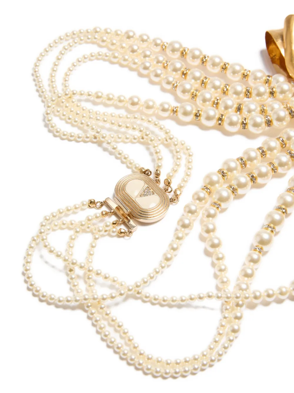 Valentino Faux Pearl Trop Chou Layered Necklace In Gold