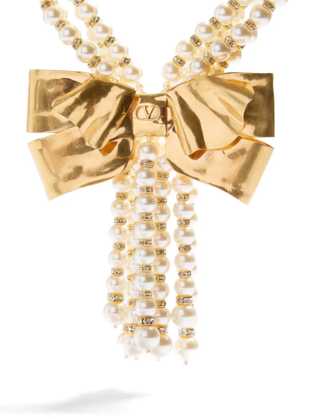 Valentino Faux Pearl Trop Chou Layered Necklace In Gold