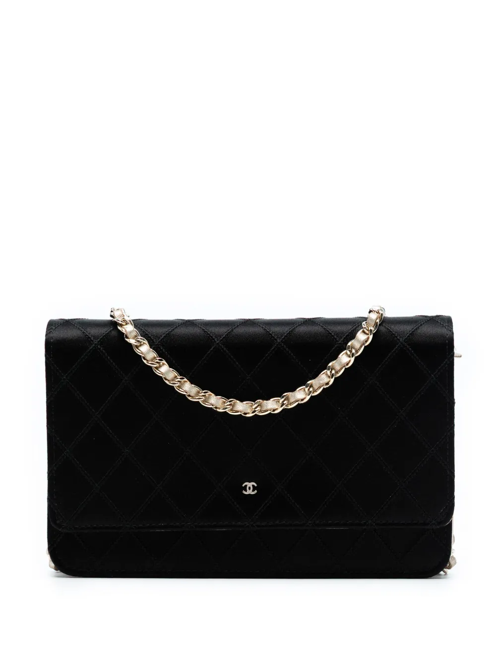 CHANEL Pre-Owned 2013-2014 バイカラー サテン ダイヤステッチ ウォレットオンチェーン ショルダーバッグ - CHANEL Pre-Owned 2013-2014 バイカラー サテン ダイヤステッチ ウォレットオンチェーン ショルダーバッグ -