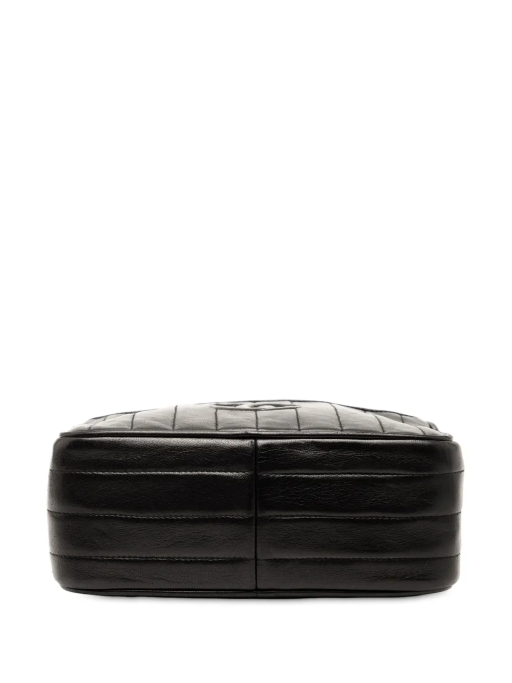 Pre-owned Chanel 1991-1994 Cc Quilted Lambskin Tassel Camera Bag Crossbody Bag In Black