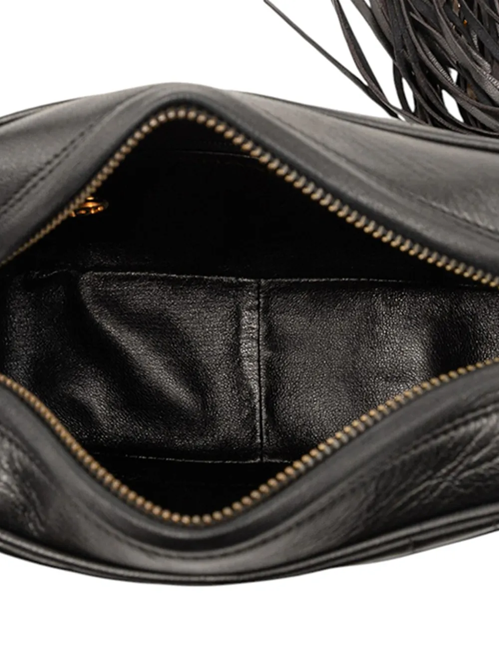 Pre-owned Chanel 1991-1994 Cc Quilted Lambskin Tassel Camera Bag Crossbody Bag In Black