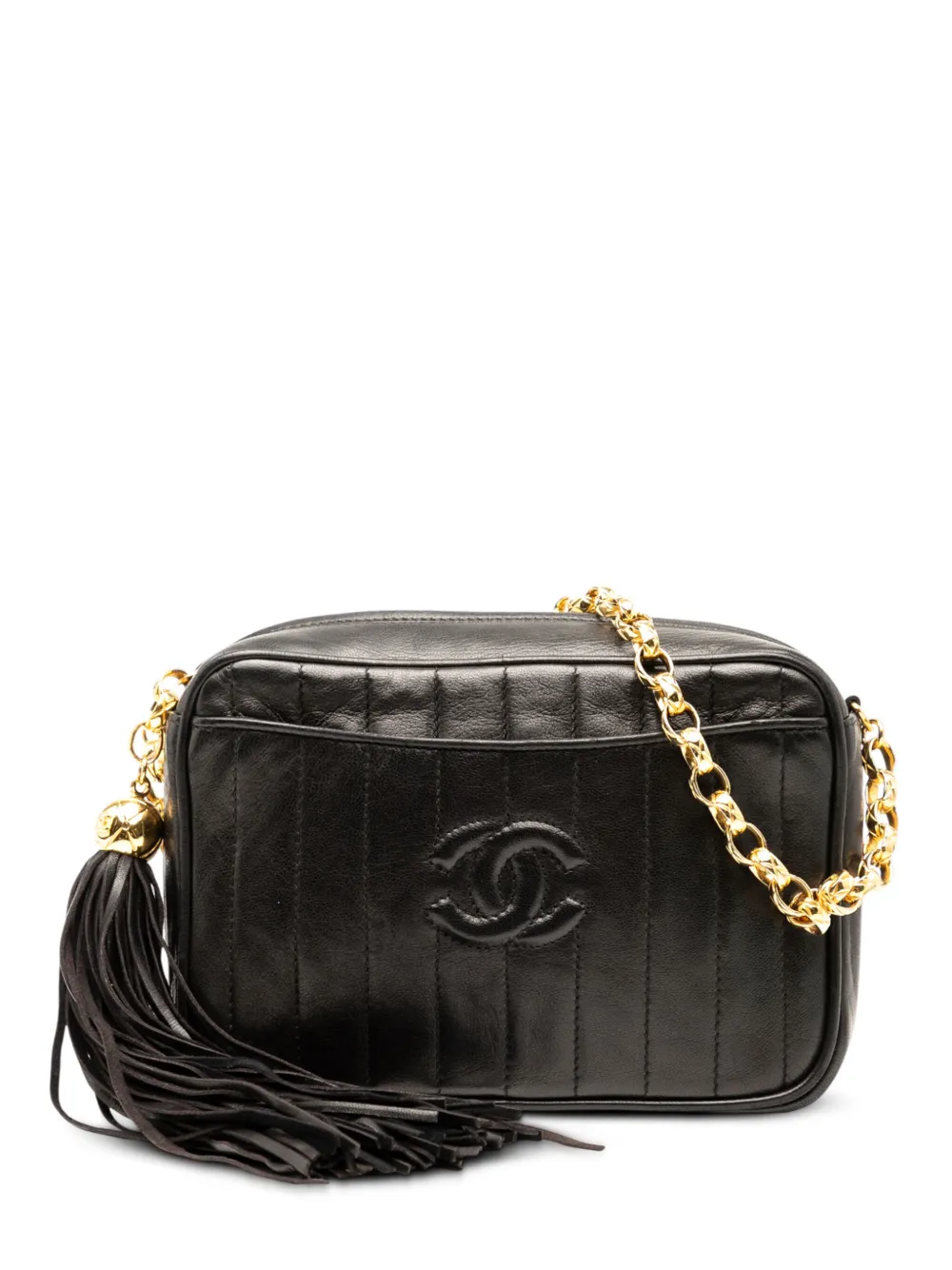 CHANEL Pre-Owned 1991-1994 ココマーク マトラッセ ラムスキン タッセル カメラバッグ ショルダーバッグ - CHANEL Pre-Owned 1991-1994 ココマーク マトラッセ ラムスキン タッセル カメラバッグ ショルダーバッグ -