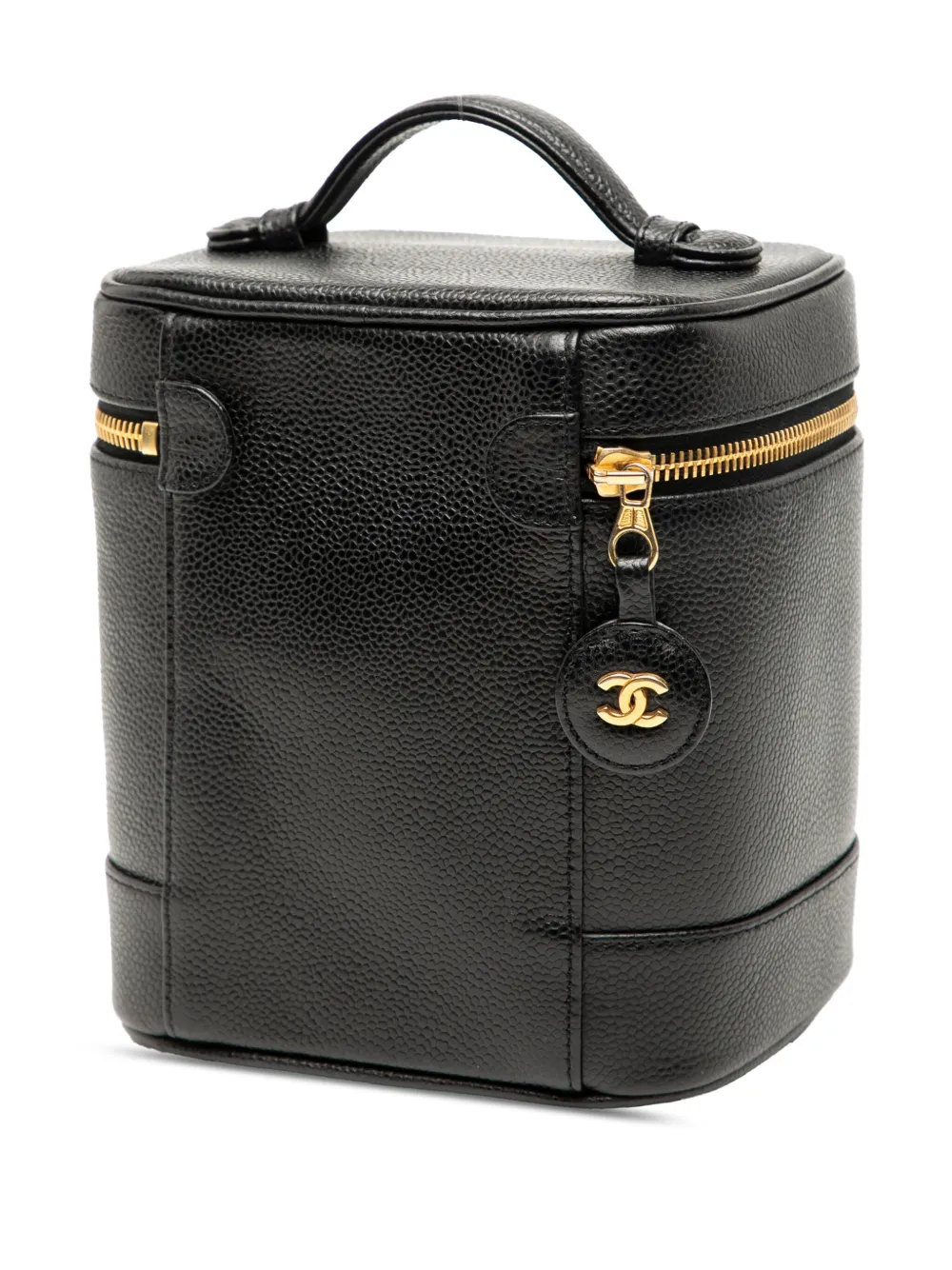 Click to view more detailed imagery on our partner's website Pre-owned Chanel 2000-2002 Cc Caviar Vanity Bag In Black