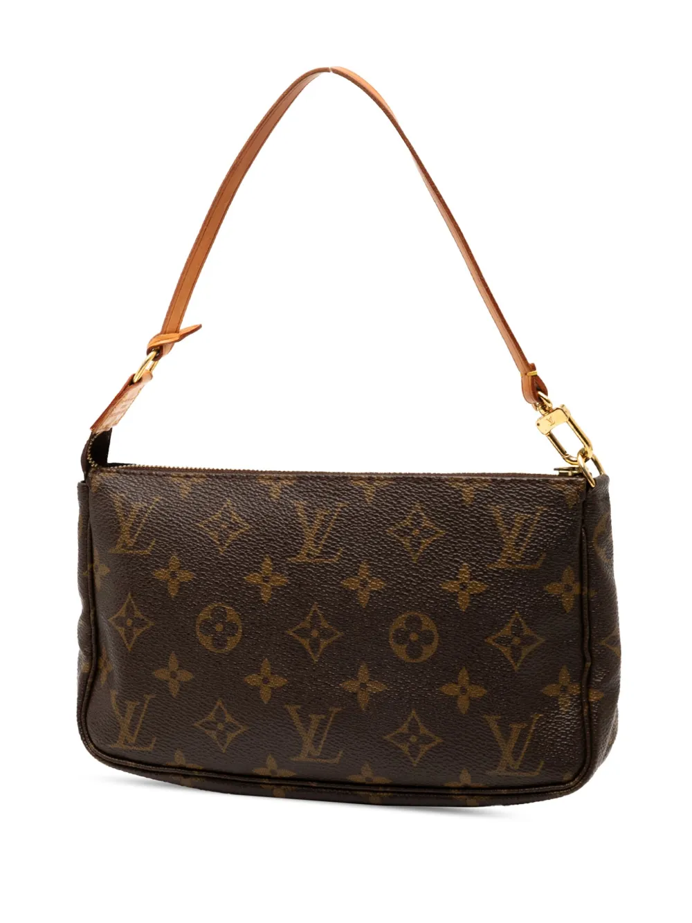 Pre-owned Louis Vuitton 2000 Monogram Pochette Accessoires Shoulder Bag In Brown