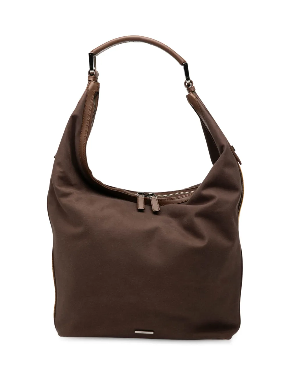 Pre-owned Gucci 2000-2015 Canvas Web Shoulder Bag In Brown