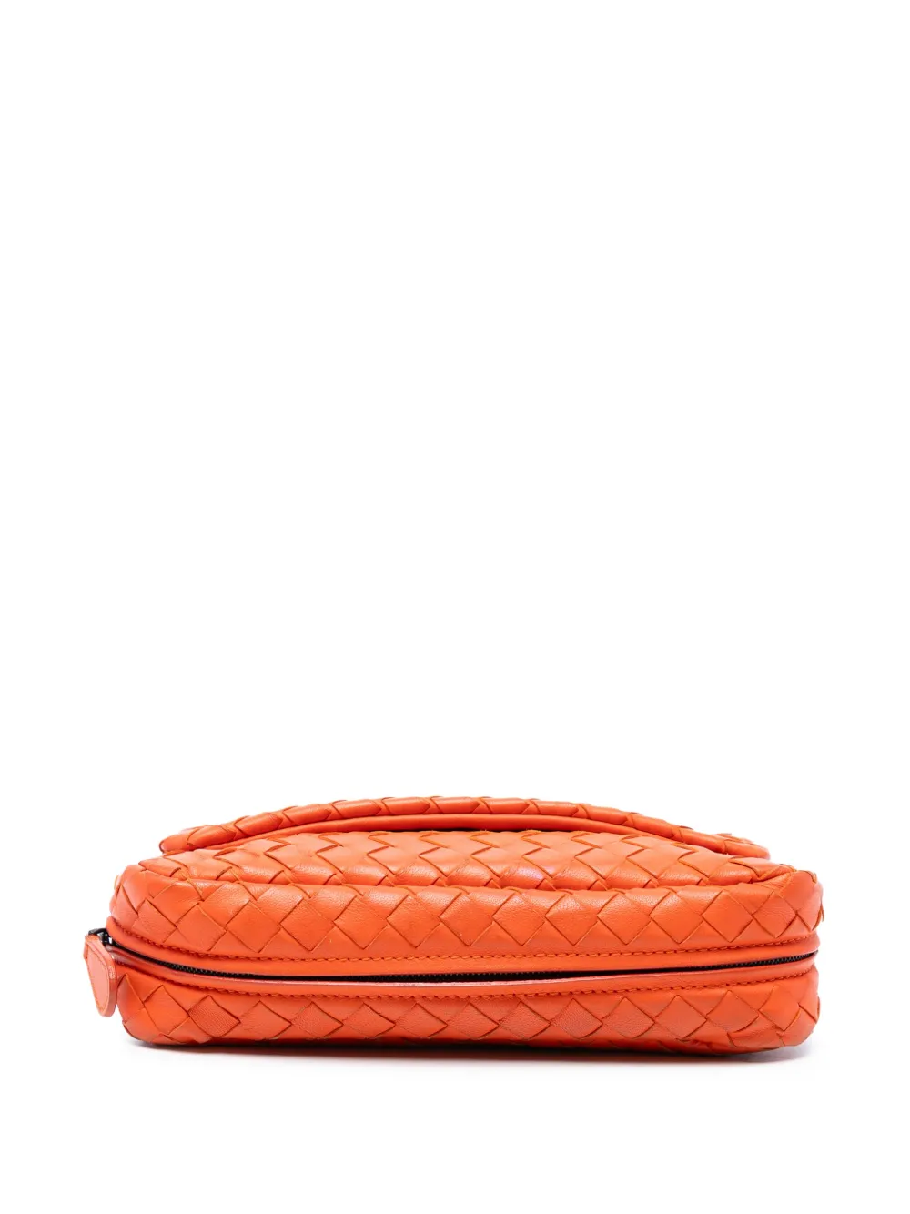 Pre-owned Bottega Veneta 2012-2025 Mini Nappa Intrecciato Expandable Chain Flap Crossbody Bag In Orange