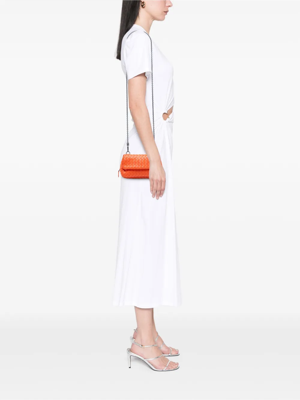  Bottega Veneta Pre-owned Mini Sac à Bandoulière Intrecciato Expandable Chain Flap (2012-2025) - Orange 