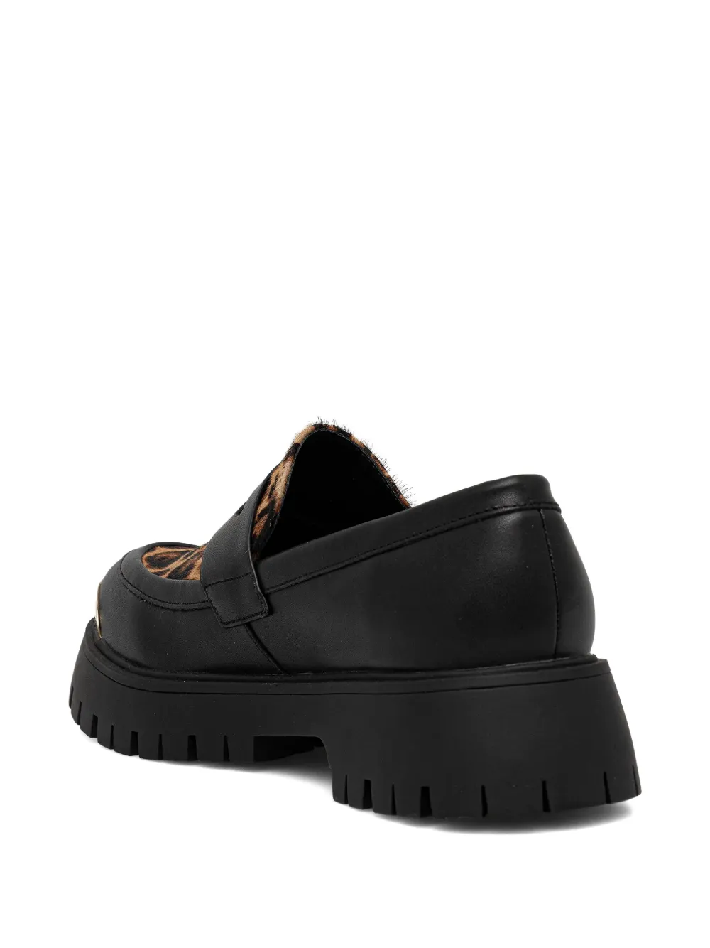 Just Cavalli Loafers met luipaardprint en metalen neus Zwart