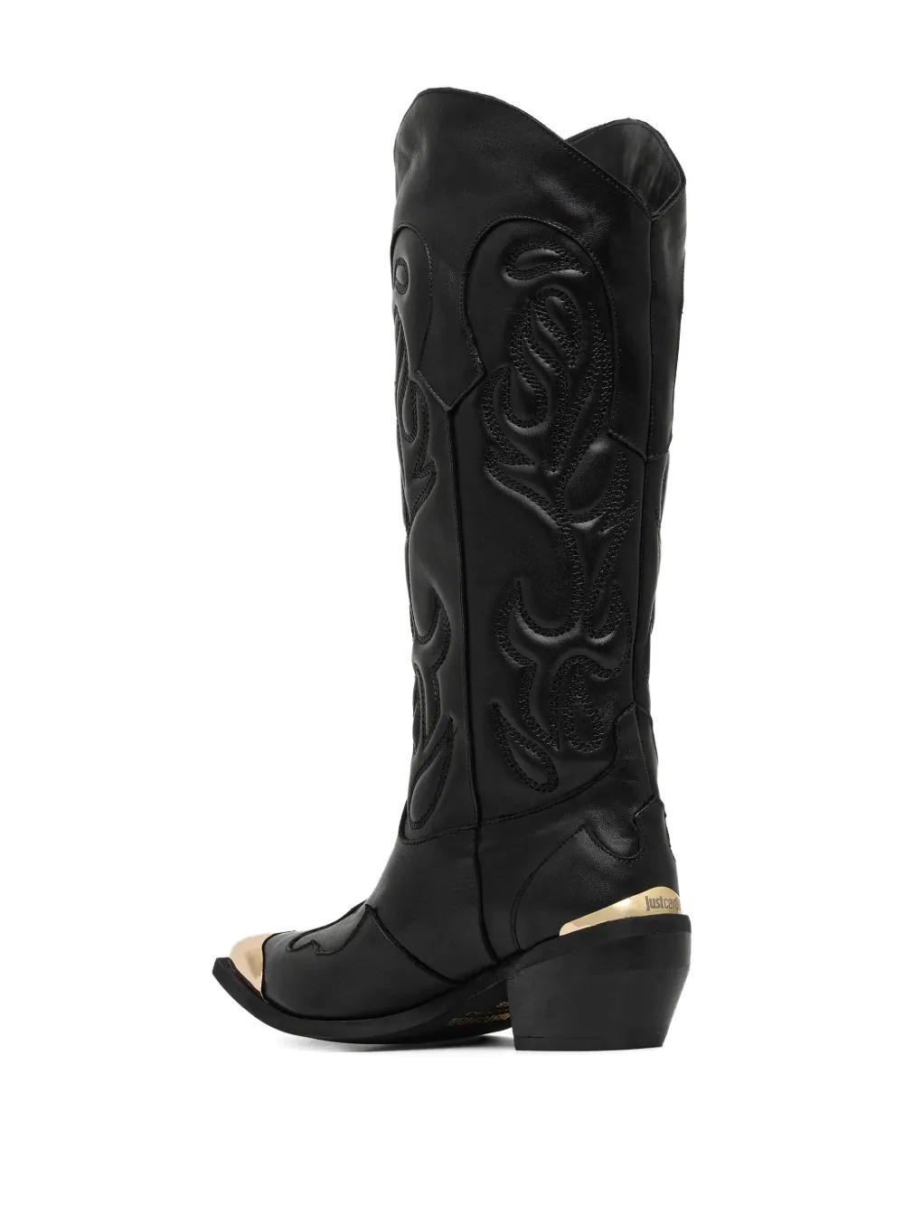 Just Cavalli embossed metal-toe boots Zwart