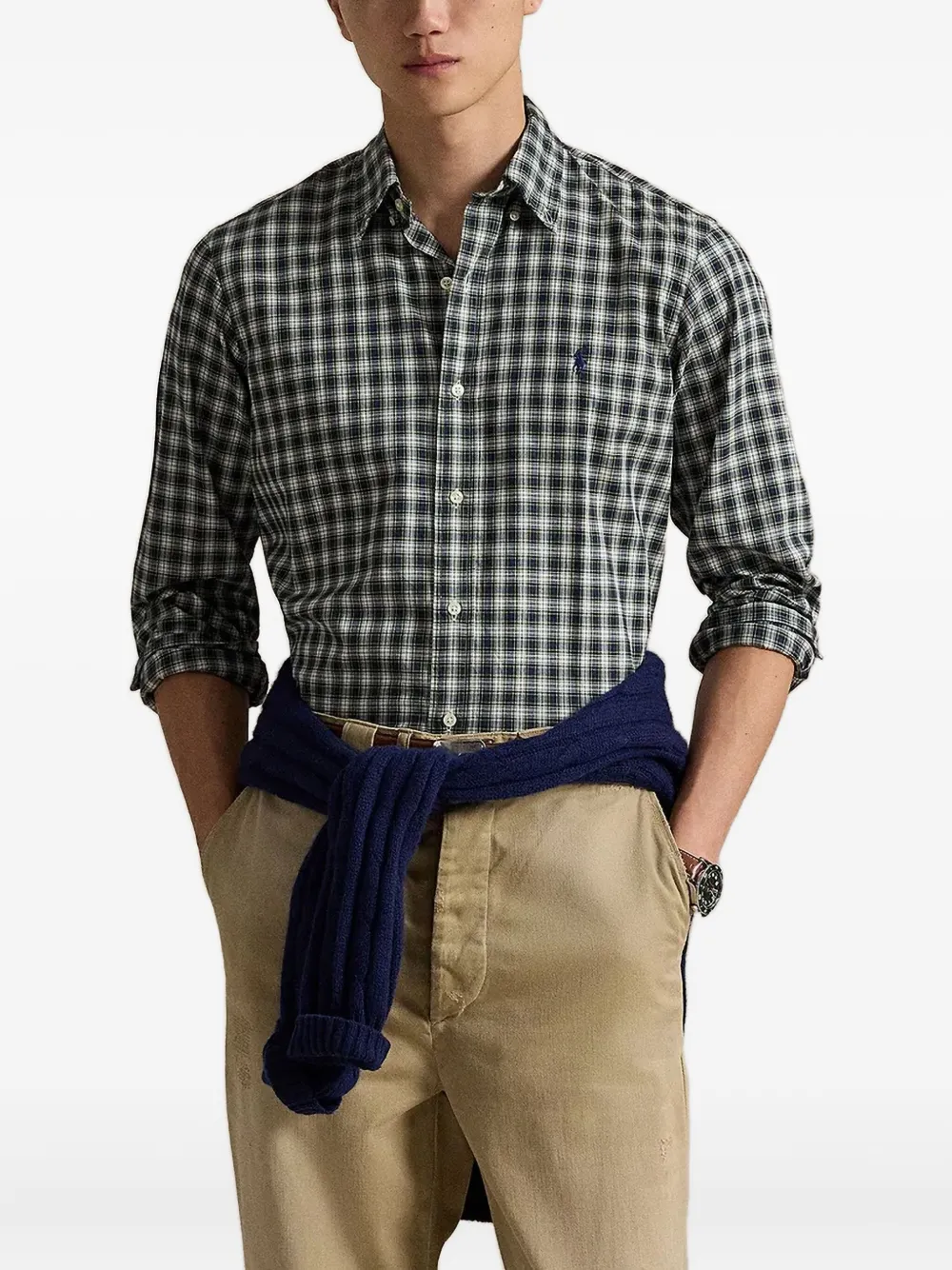 Polo Ralph Lauren logo-embroidered plaid shirt - グリーン Polo Ralph Lauren logo-embroidered plaid shirt - グリーン