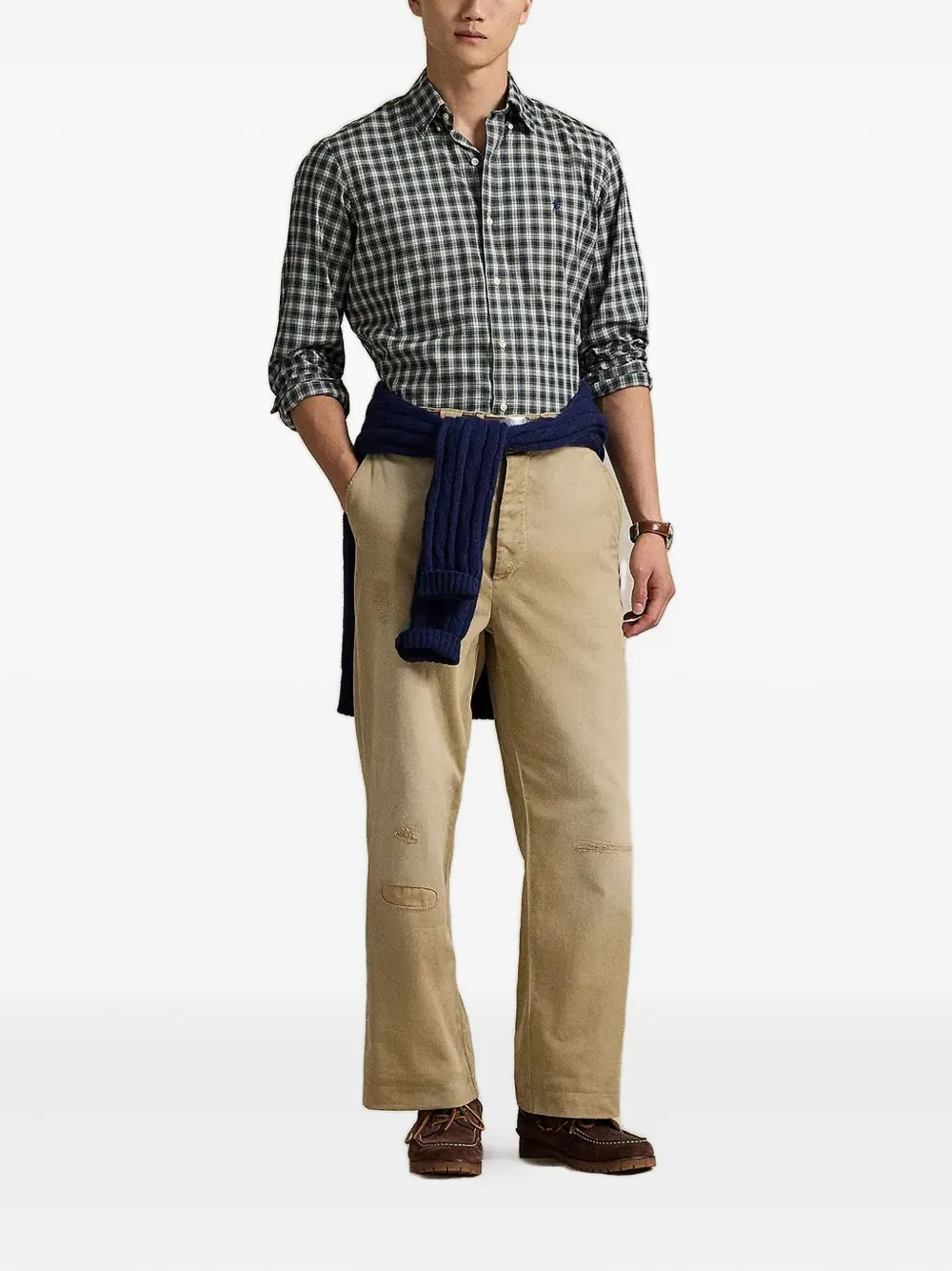 Polo Ralph Lauren Geruit overhemd met geborduurd logo Groen