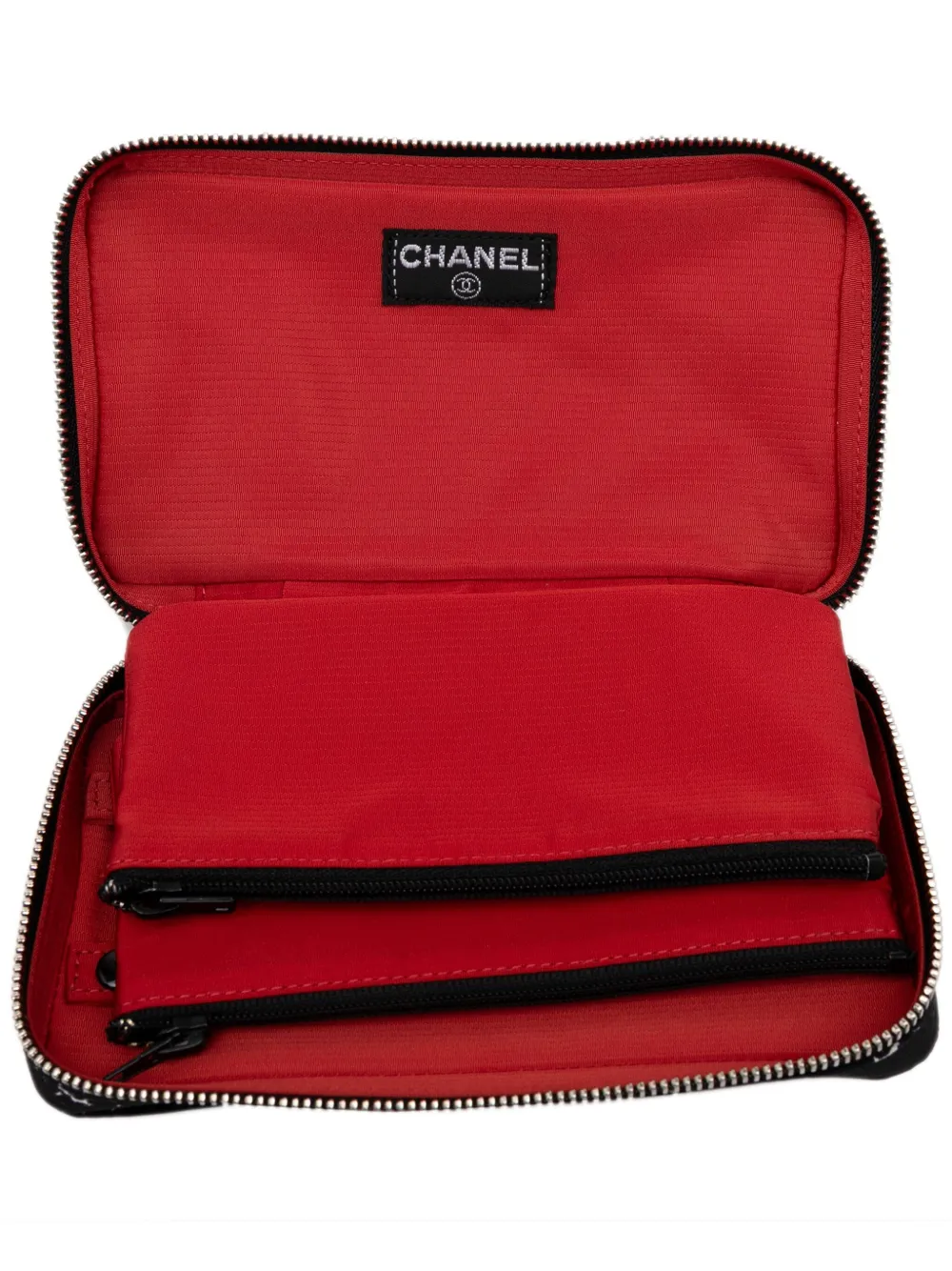 Pre-owned Chanel 2000-2002 Old Travel Line Nylon Pouch In Black