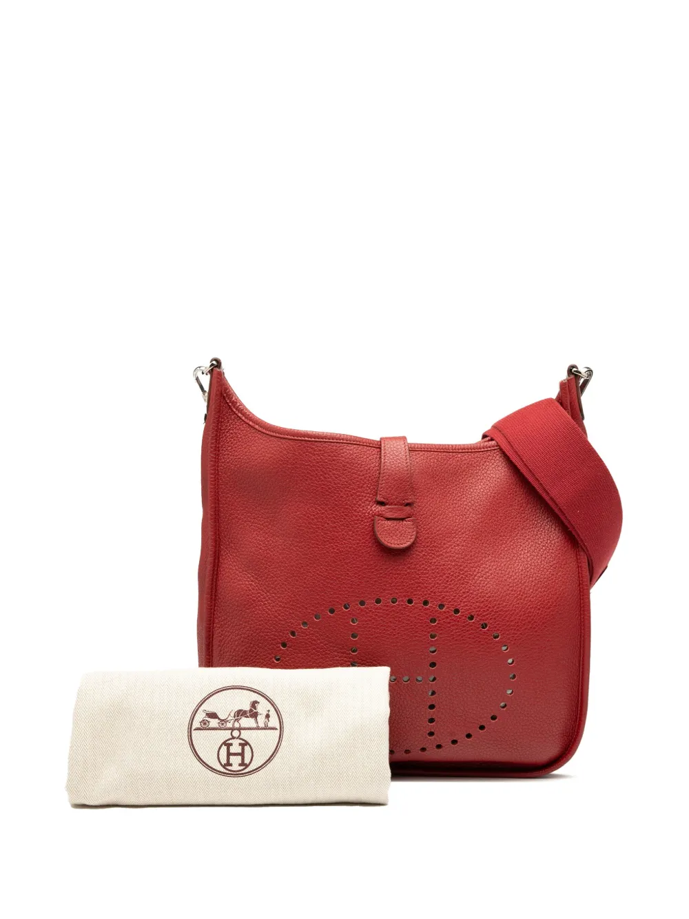 Pre-owned Hermes 2012 Togo Evelyne Iii 33 Crossbody Bag In Red