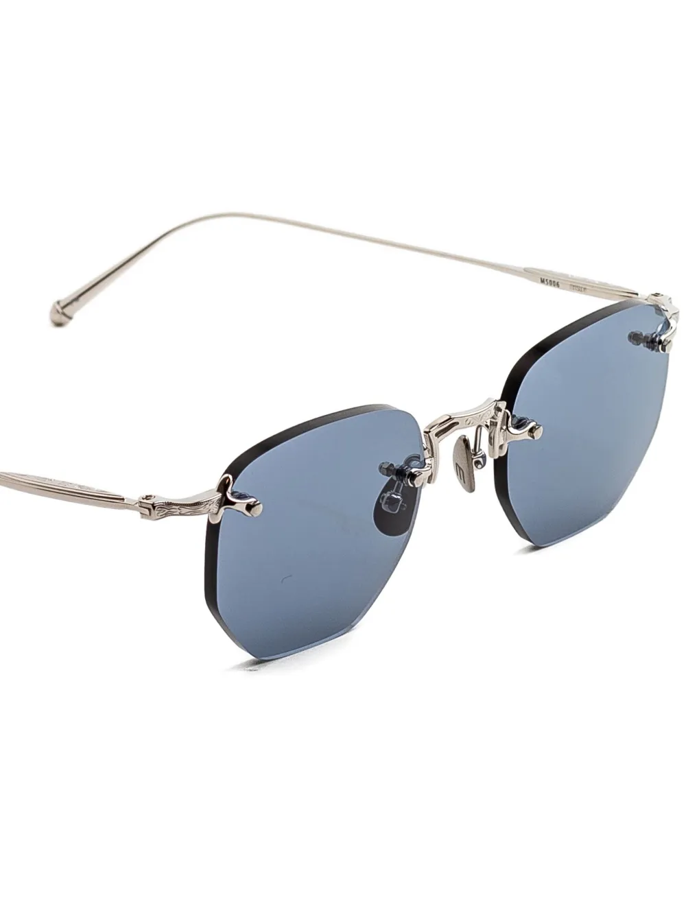 Matsuda Aviator Sunglasses In Silver Metal With Rectangular Frame In Silver