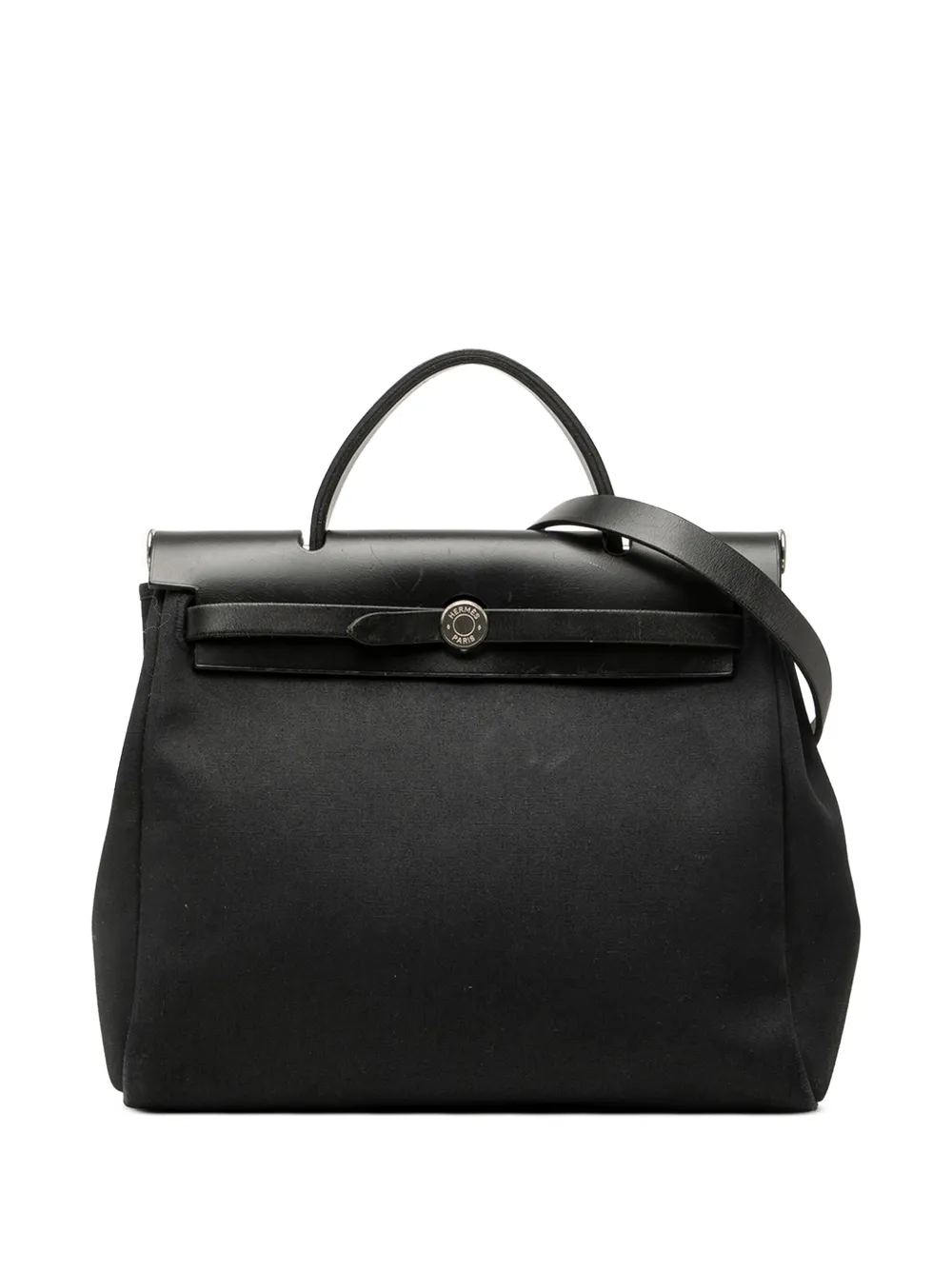 Pre-owned Hermes 2001 Toile Herbag Pm Satchel In Black