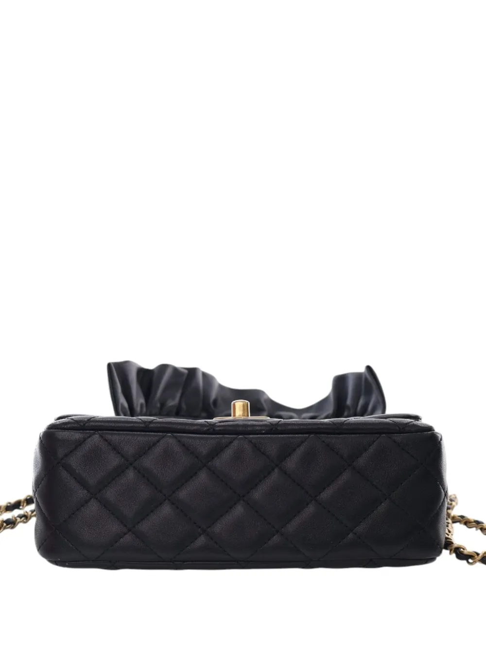 Pre-owned Chanel 2020 Mini Rectangular Classic Lambskin Romance Single Flap Crossbody Bag In Black