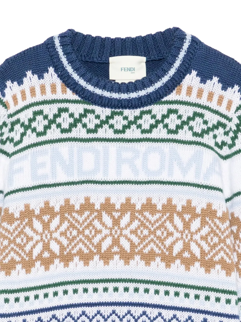 Fendi Patterned Crew-neck Top In Blue