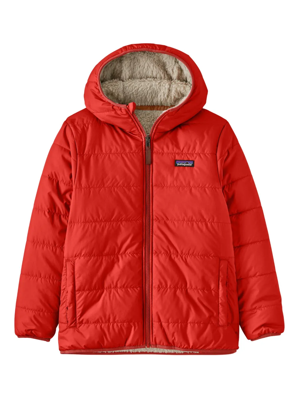 Patagonia Kids Gewatteerd omkeerbaar jack met capuchon Rood
