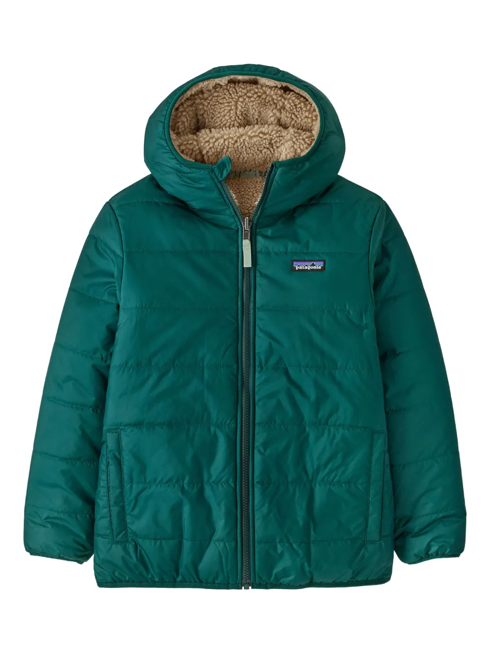 Patagonia Kids Ready Freddy omkeerbaar gewatteerd jack Groen