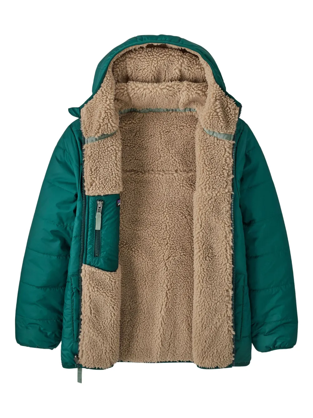 Patagonia Kids Ready Freddy omkeerbaar gewatteerd jack Groen