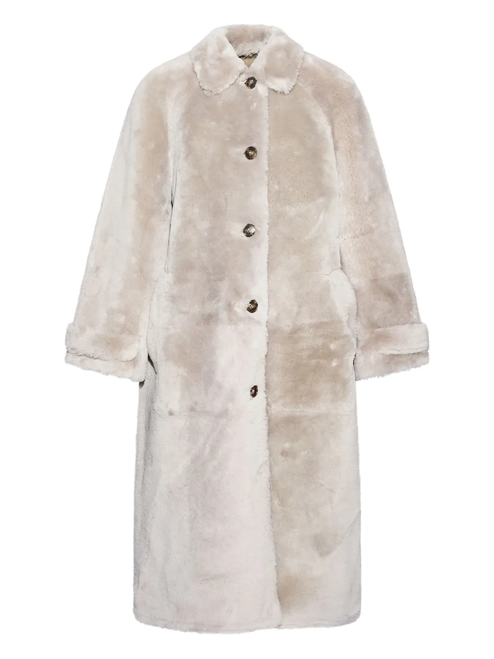 Yves Salomon lamb-fur single-breasted coat - Neutrals